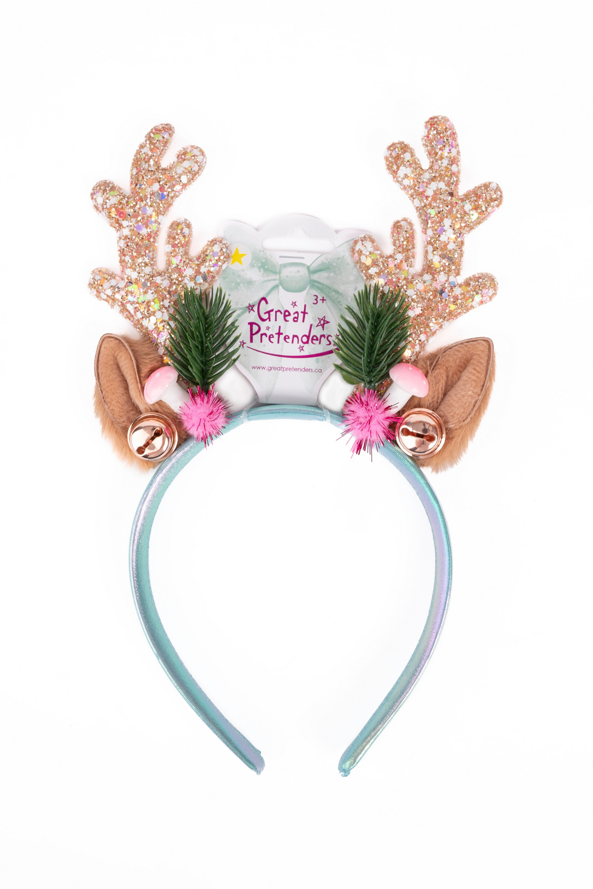 Holiday Rudolph Headband, Pink/Mint
