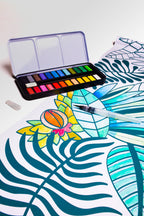 Watercolor paint set with water brush
