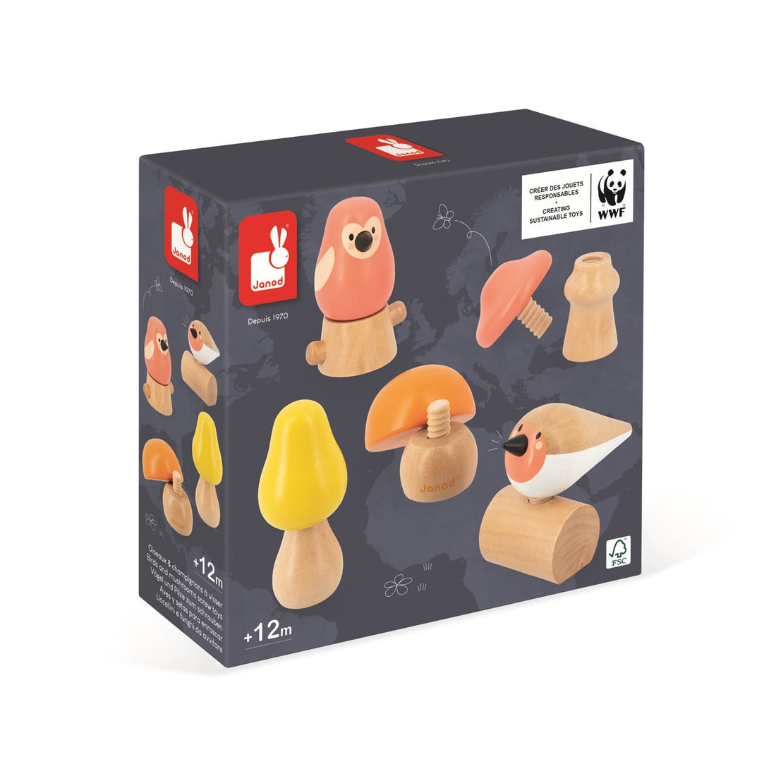 Birds And Mushrooms Screw Toys