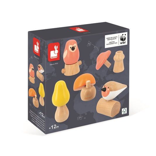 Birds And Mushrooms Screw Toys