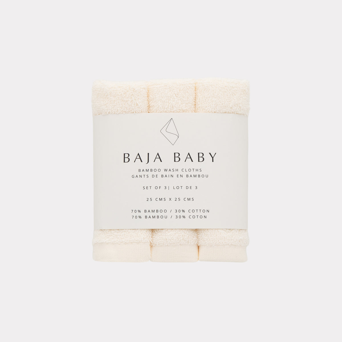 Bamboo Cotton Washcloth – 3‑Pack