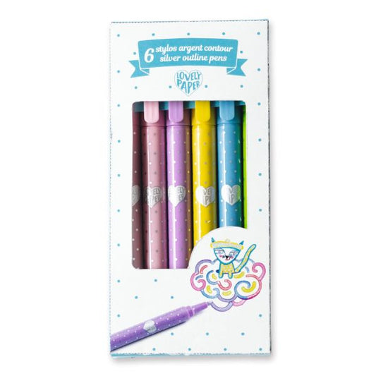 7 silver outline pens