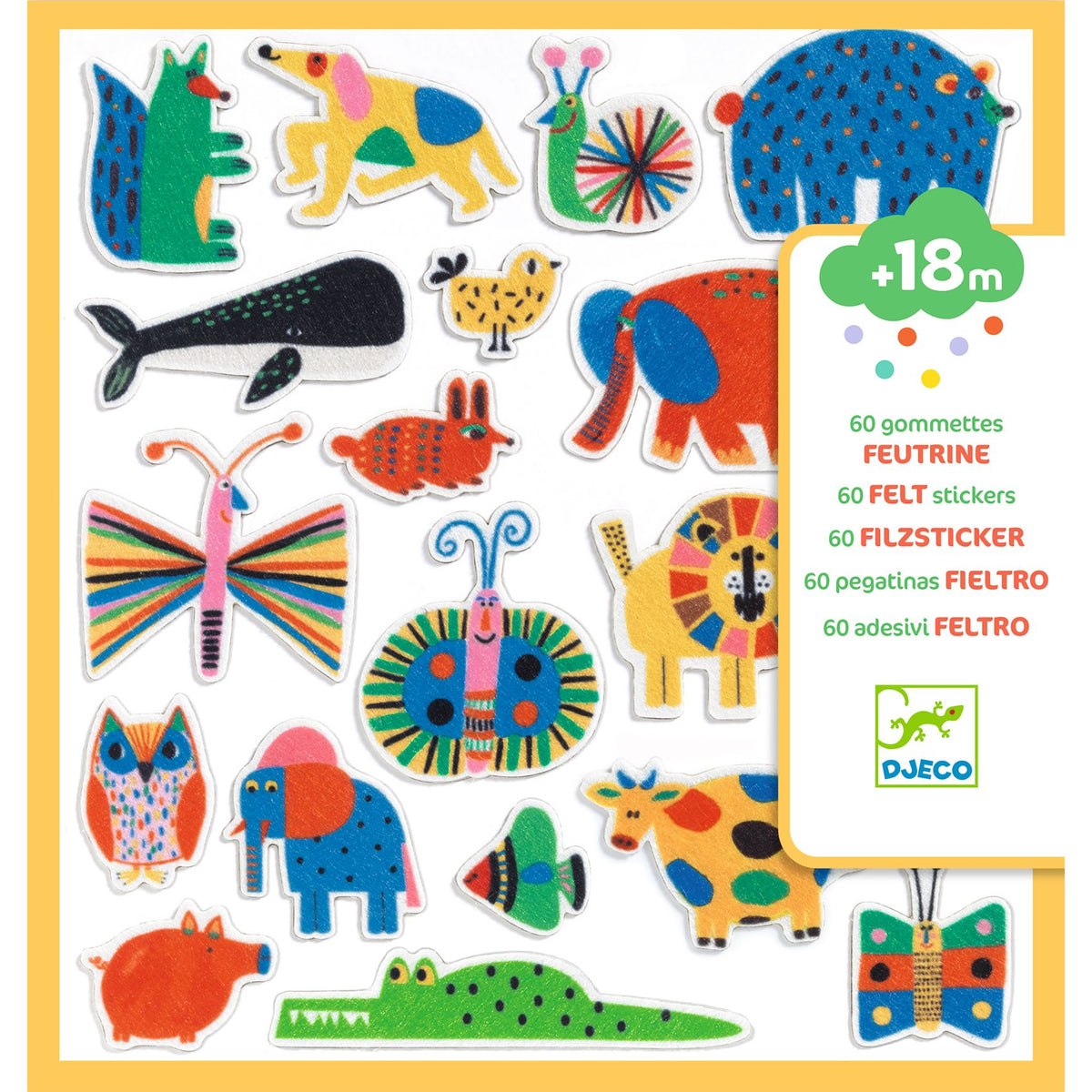 60 Felt Stickers / Animals Everywhere!
