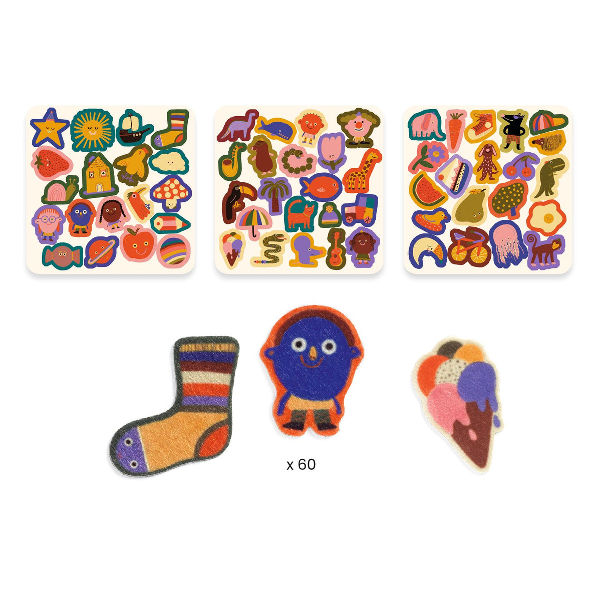 60 Felt Stickers / The Silly Ones!
