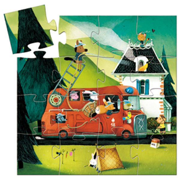 Silhouette Puzzle / The Fire Truck / 16 Pcs