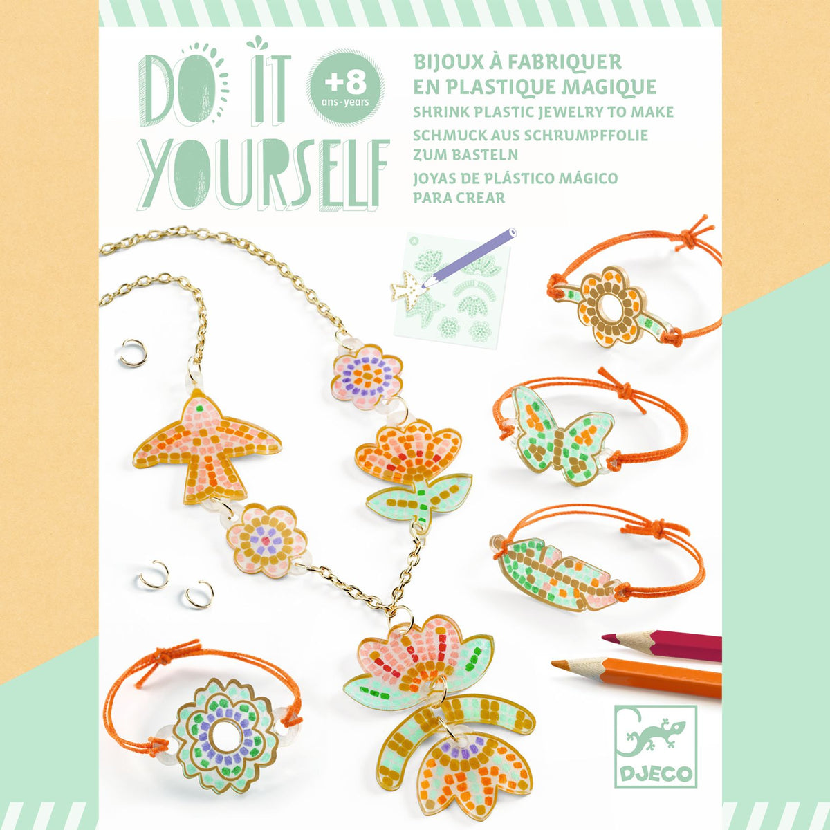 DIY / Shrink Plastic Jewelry / Feather and Lotus
