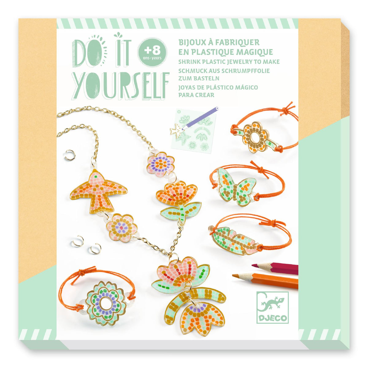 DIY / Shrink Plastic Jewelry / Feather and Lotus