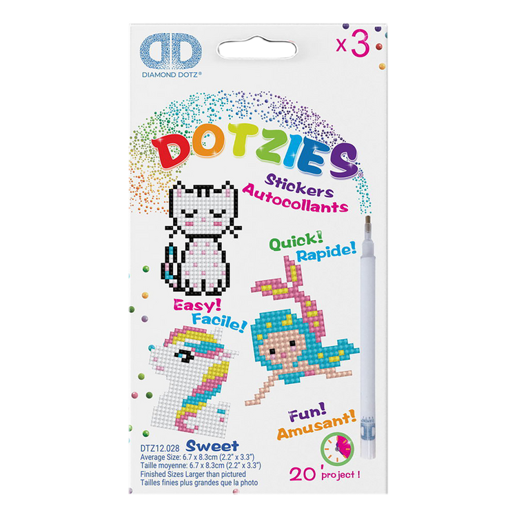 Dotzies Stickers (3) Unicorn, Kitten, Mermaid