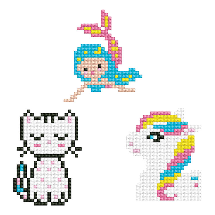 Dotzies Stickers (3) Unicorn, Kitten, Mermaid