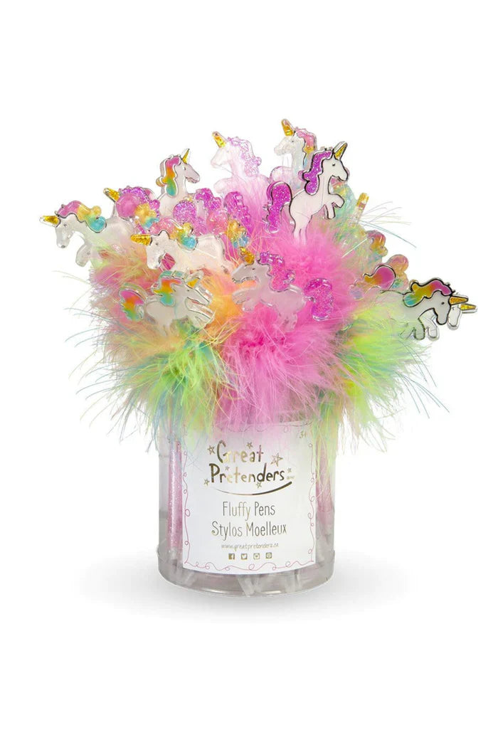 Prancing Unicorn Fluffy Pens