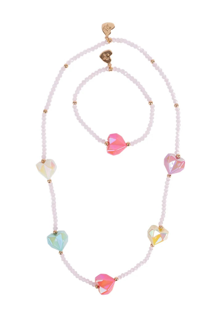 Heart Geode Necklace & Bracelet Set