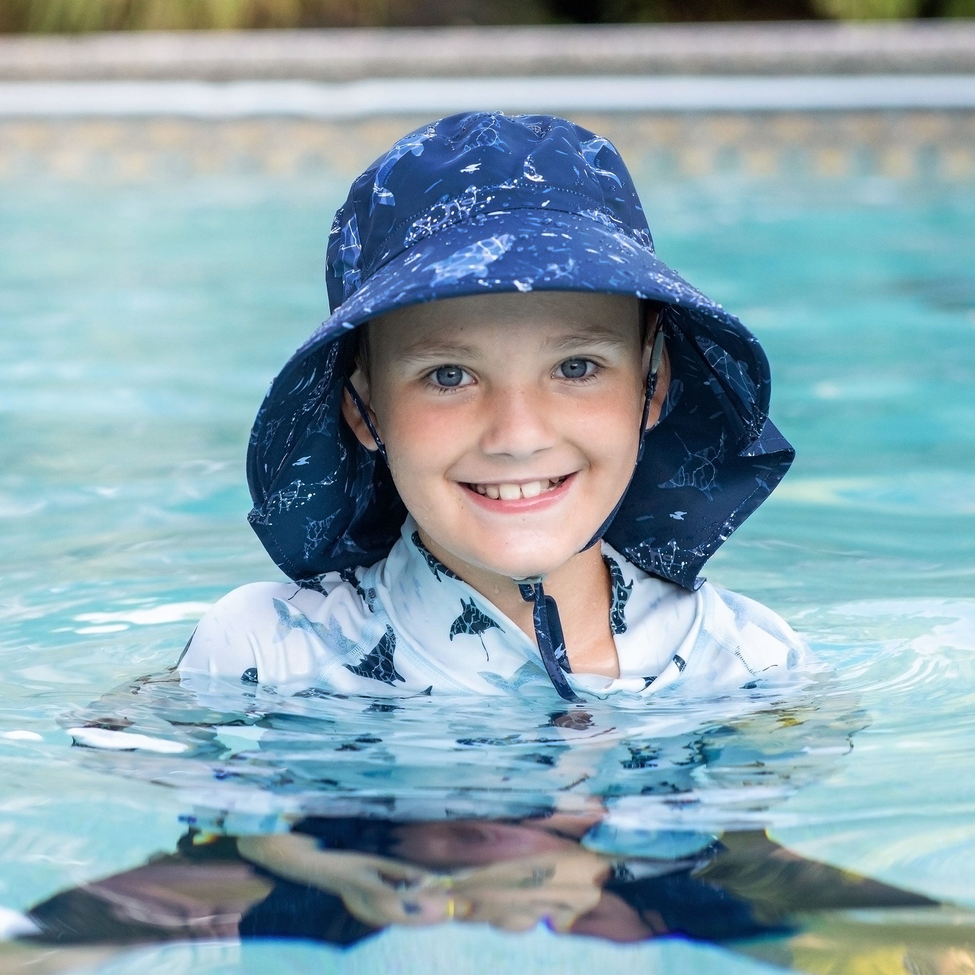 Navy Whale Play | Aqua Dry Adventure Hat