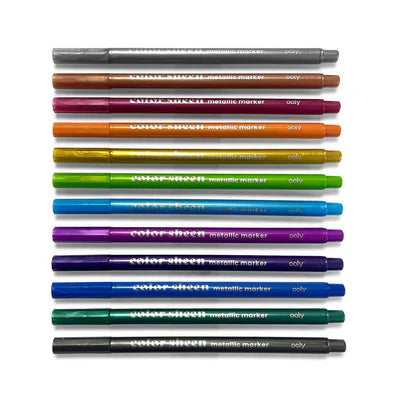 Color Sheen Metallic Colored Felt Tip Markers - Set of 12