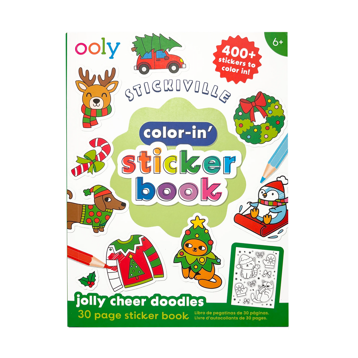 Stickiville Color-In Sticker Book Jolly Cheer Doodles