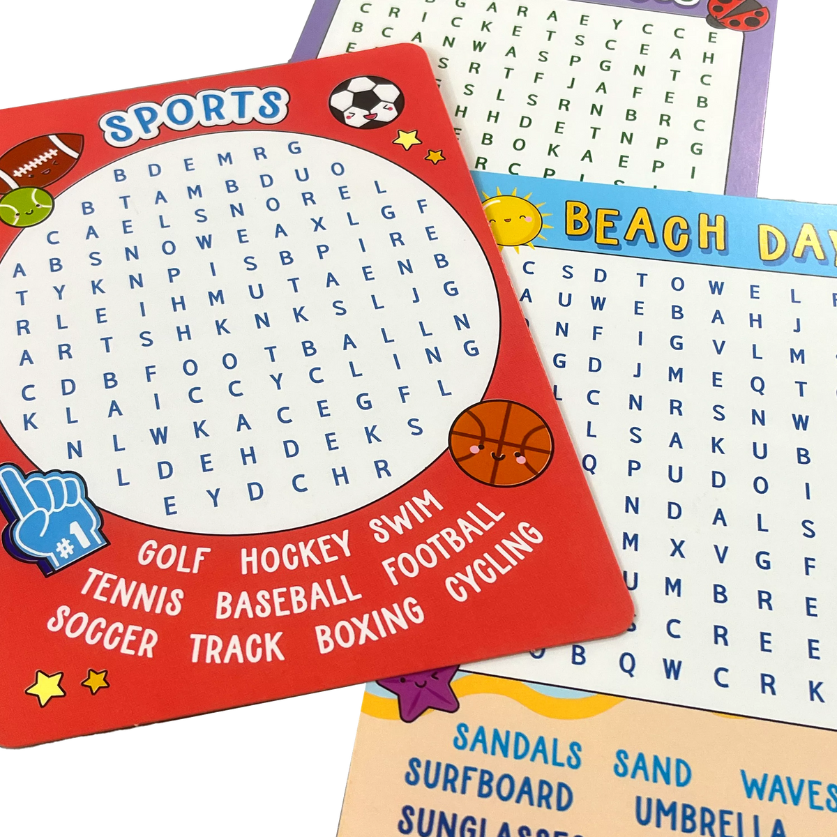Word Search Activity Cards close-up