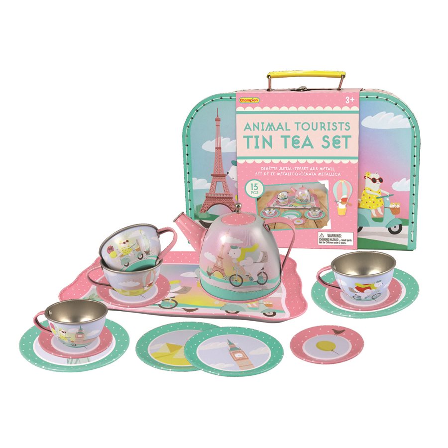 Animal Tourists Tin Tea Set In Carry Case