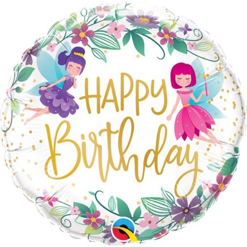 18" Foil Balloon - Birthday Wild Flower Fairies