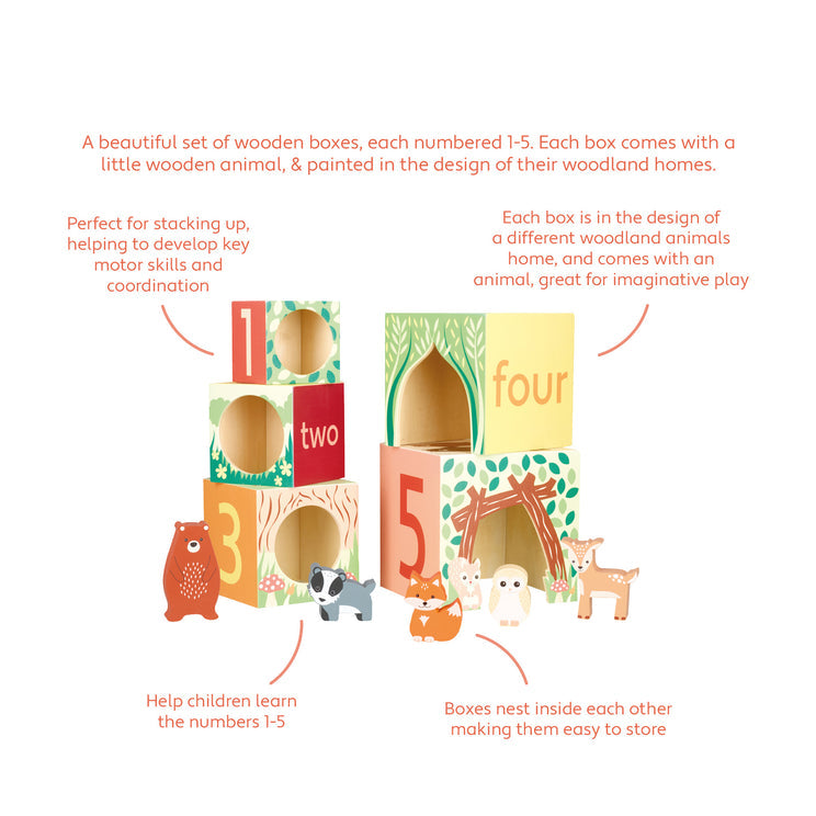 Woodland Animal Wooden Stacking Cubes (FSCÂ®)
