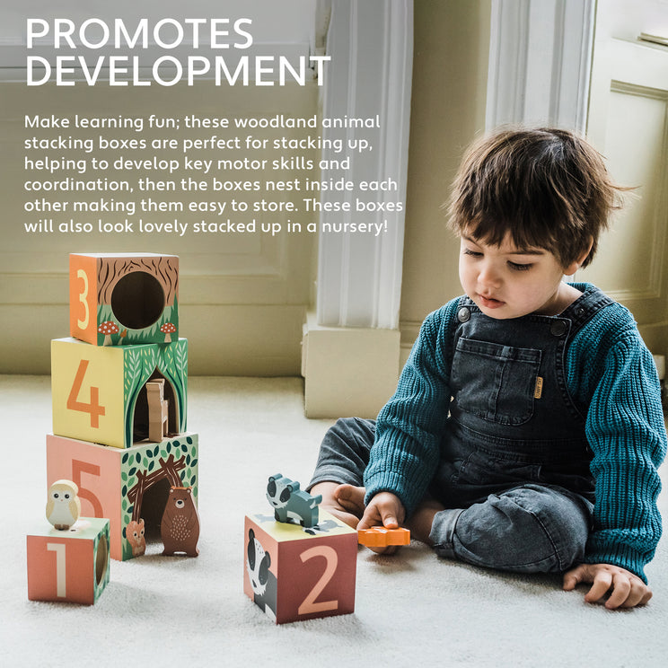 Woodland Animal Wooden Stacking Cubes (FSCÂ®)