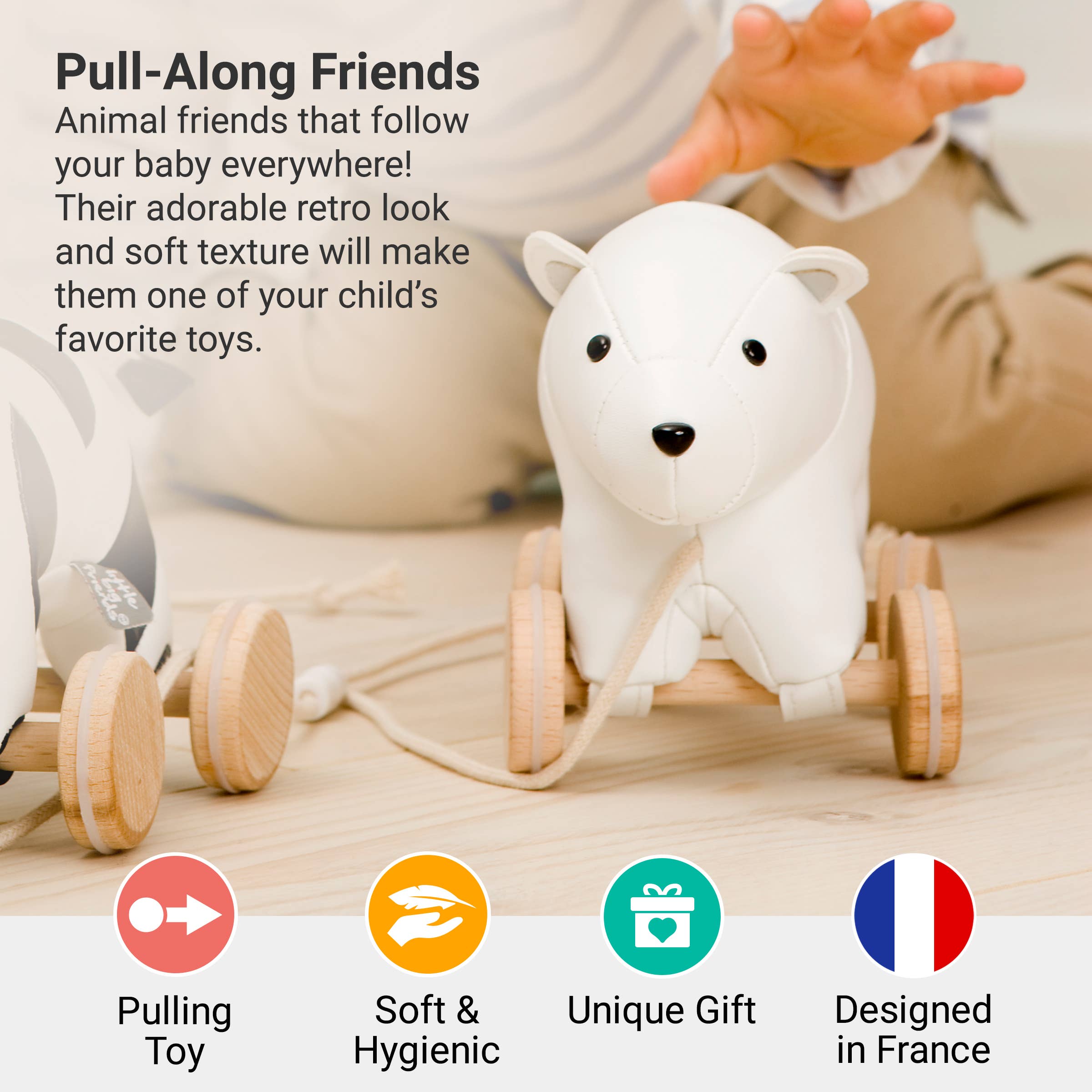 Pull Along Friends-Polar Bear - Wheeled Toy