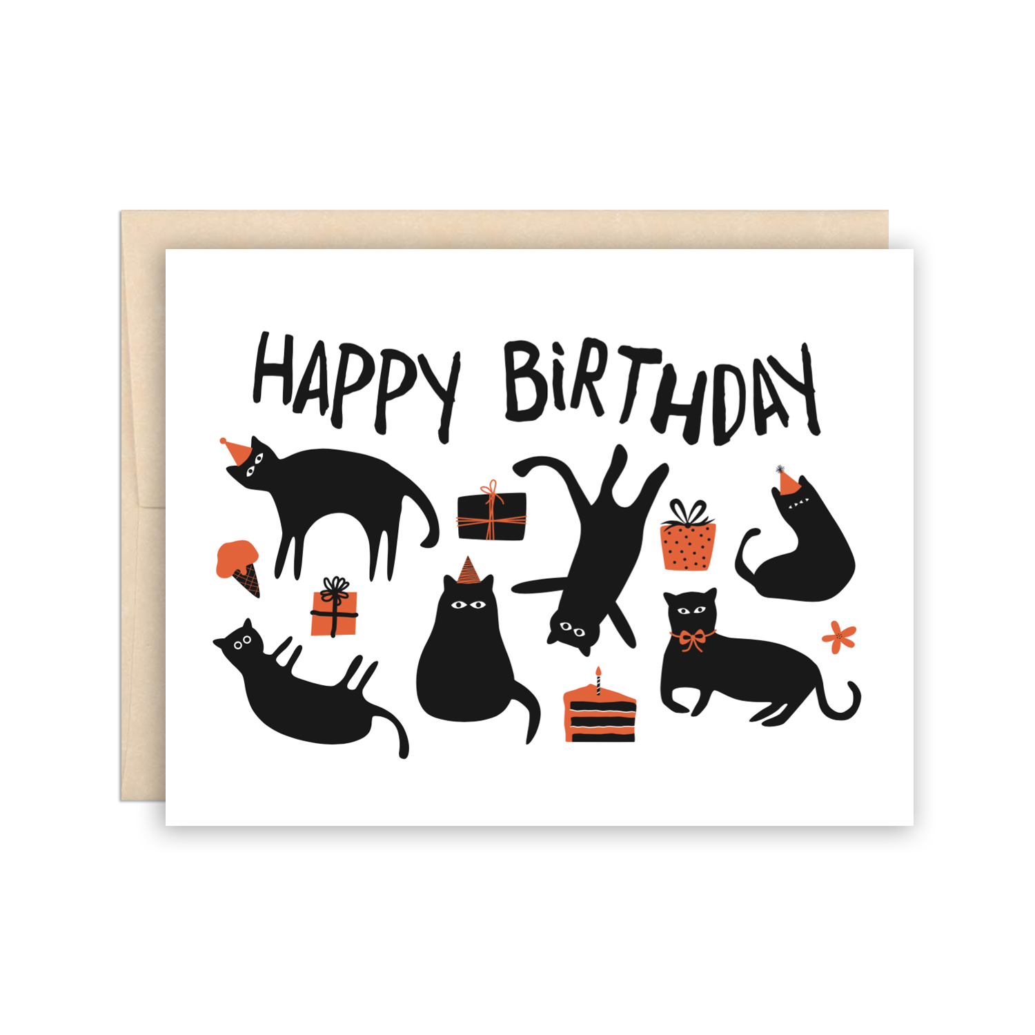 Funny Cat Party Happy Birthday Greeting Card