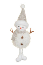 NEW-Off-White Fluffy Hat Snowman Doll With Scarf