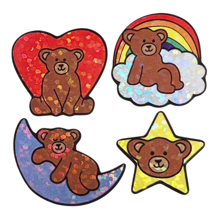 Sparkle Bears in the Clouds Stickers Nostalgia Inspired