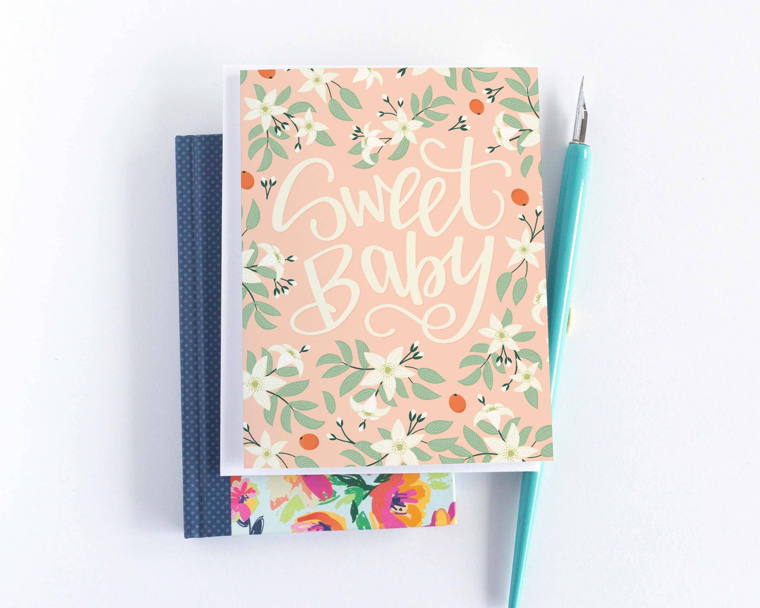 Sweet Baby Orange Blossom Baby Shower Card