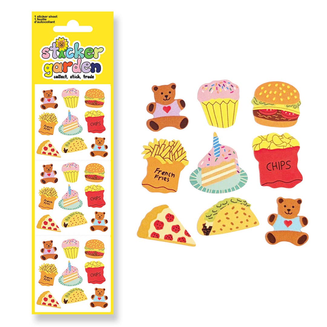Glossy Teddy Bear Picnic Stickers Retro Inspired