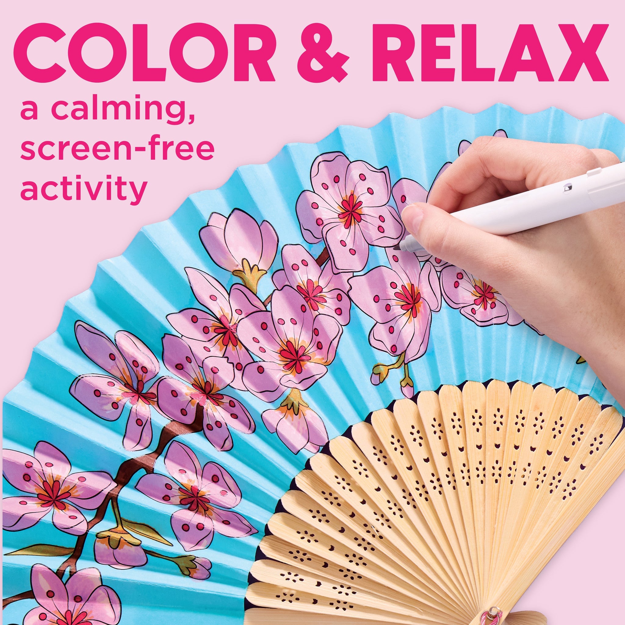 Paper Fan Coloring - Cherry Blossom