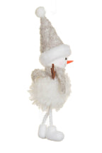 NEW-Off-White Fluffy Hat Snowman Doll With Scarf