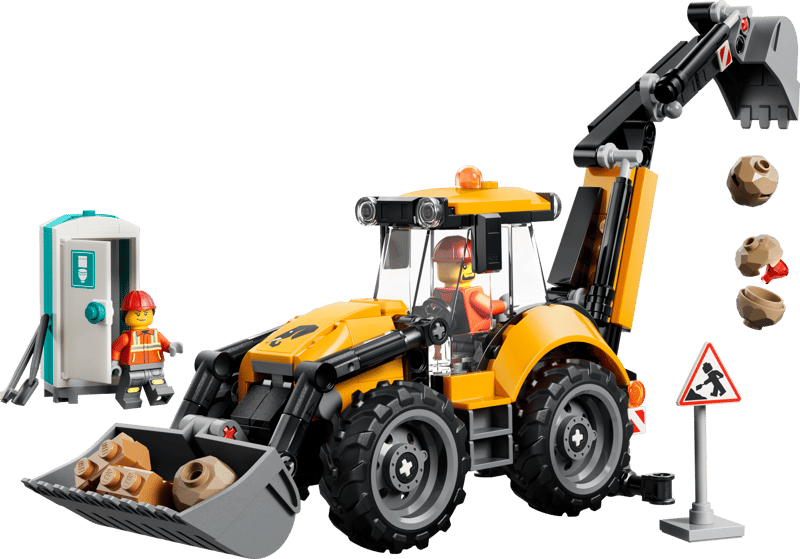 Yellow Backhoe Loader