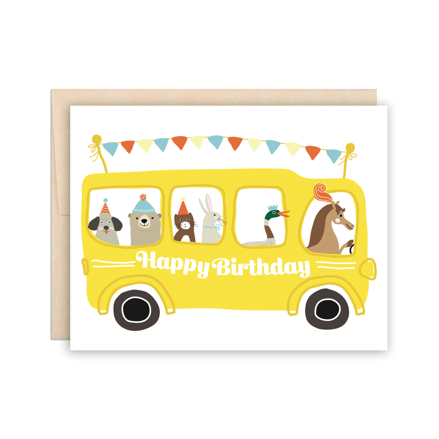 School Bus Birthday Card - Cute Happy Birthday for Kids