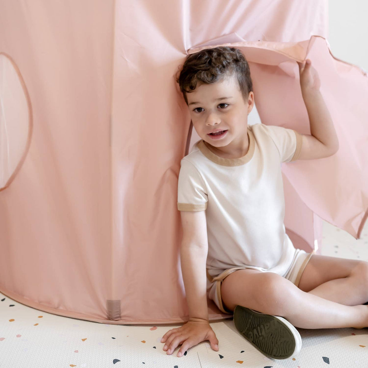 Kids Play Tent Castle with Recycled Fabric - Solid Colours