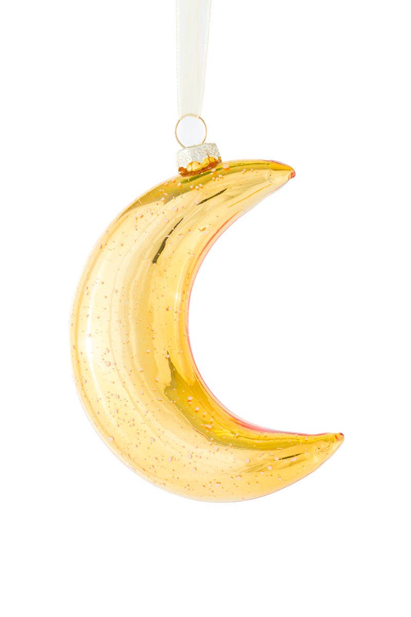 Gold Glossy Crescent Moon Ornament