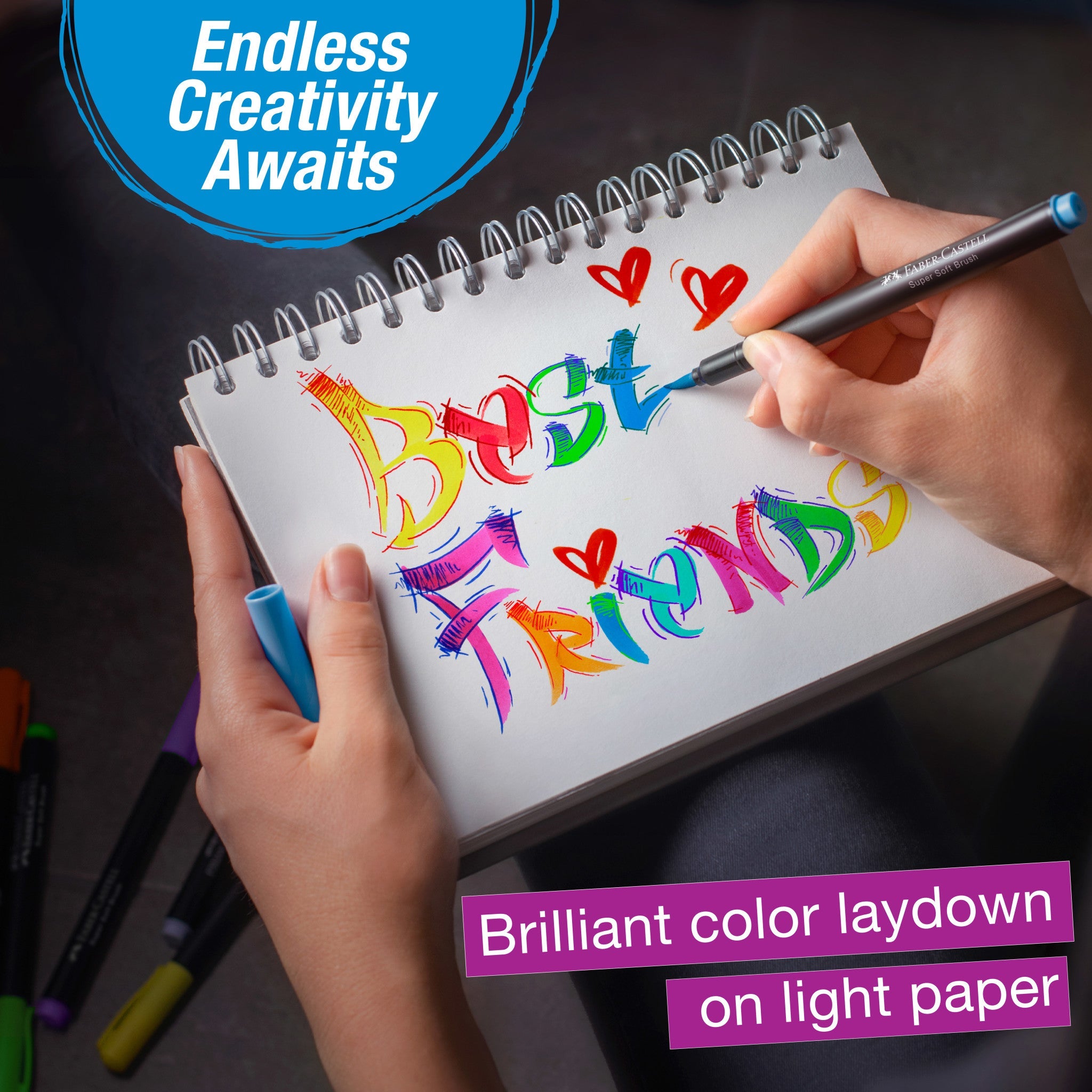 Black Edition Felt Tip Brush Pen - 10ct