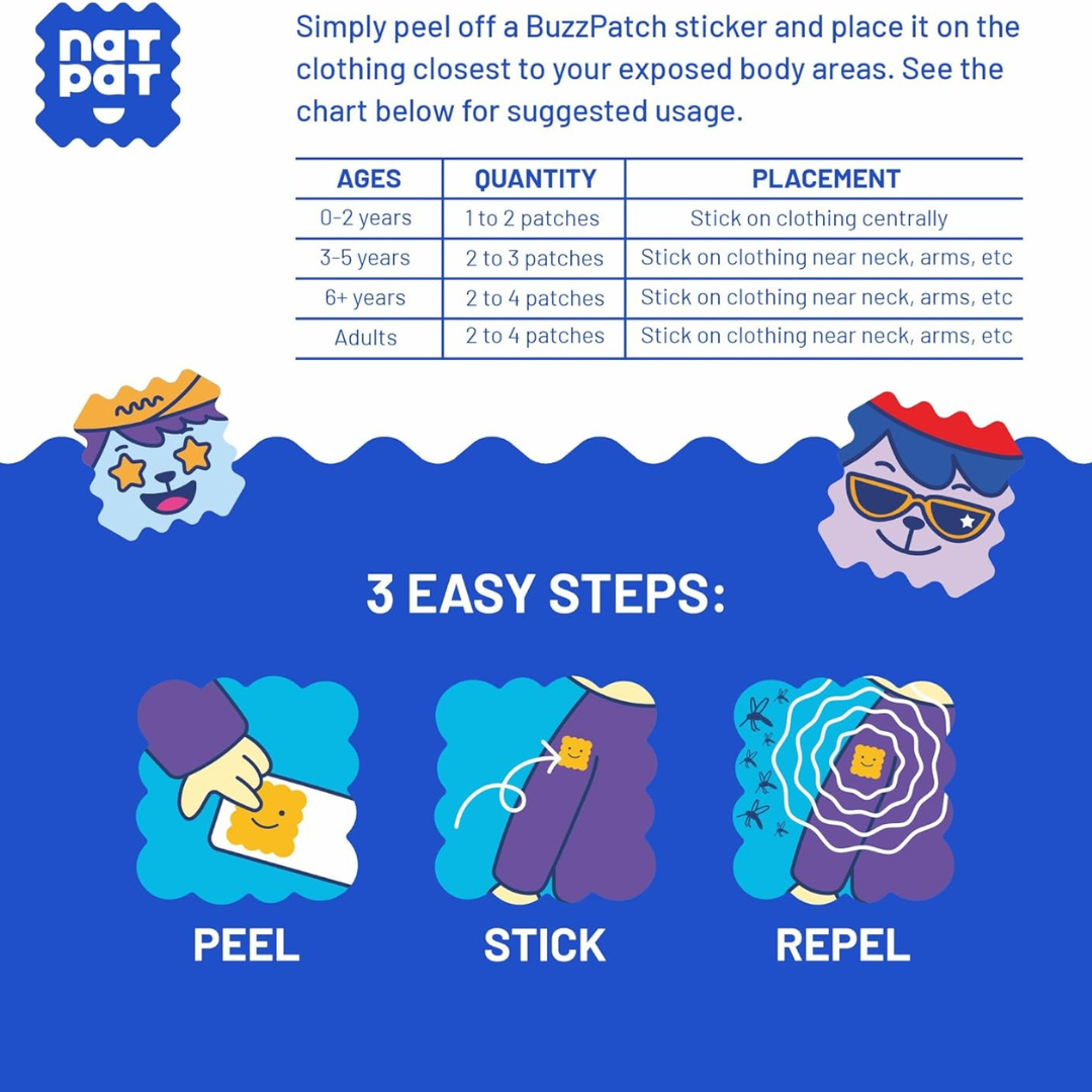 NATPAT BuzzPatch - Mosquito & Insect Repellent Stickers