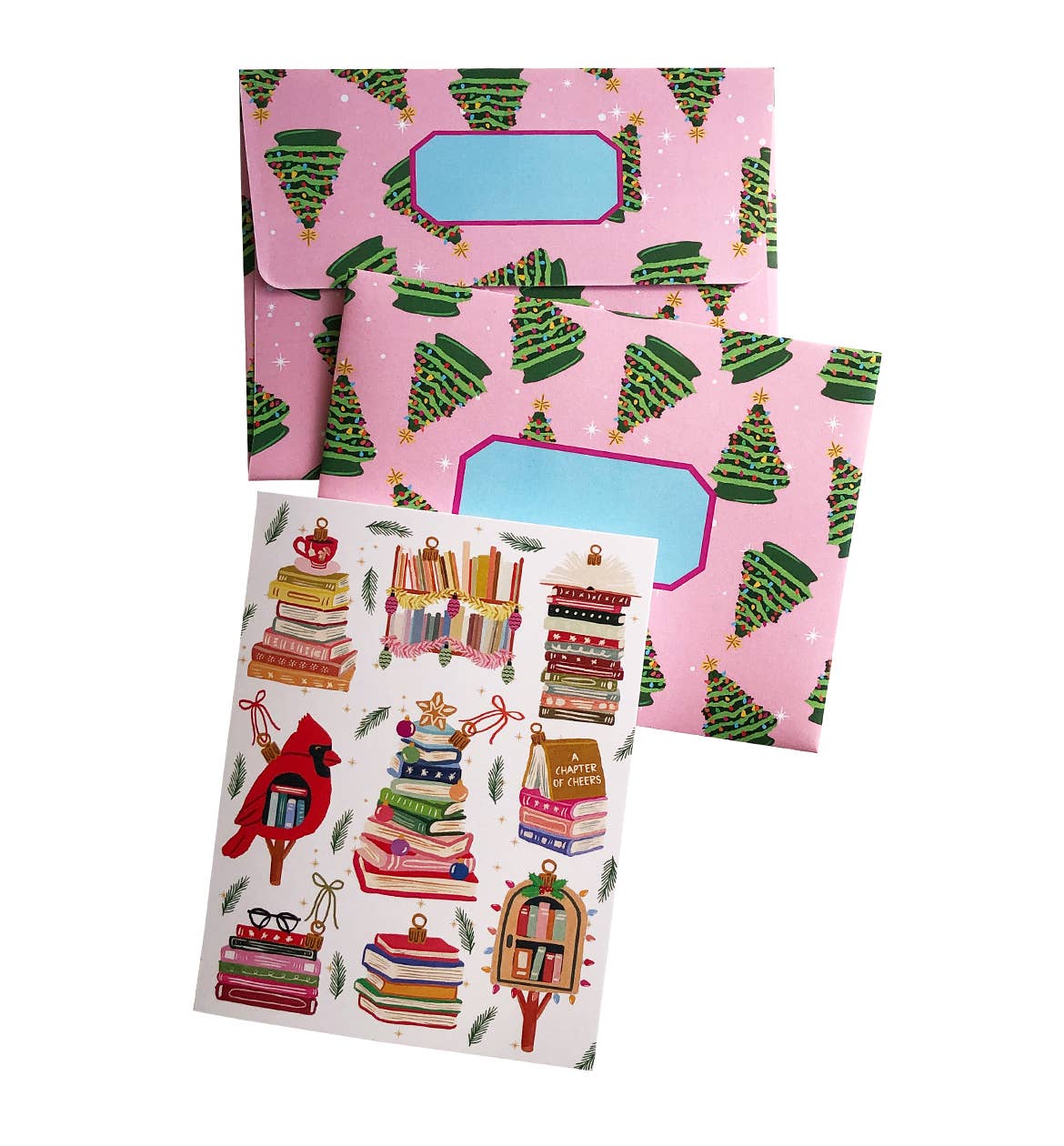 Book Lover Holiday Card – Literary Tree Ornaments