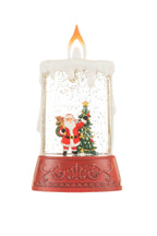 Red/White LED Candle Snow Globe with Santa