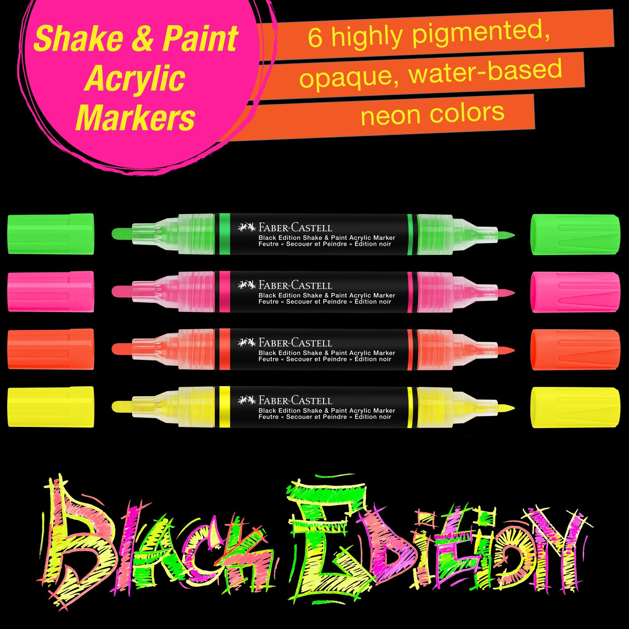 Shake & Paint Markers - Neon, 4ct