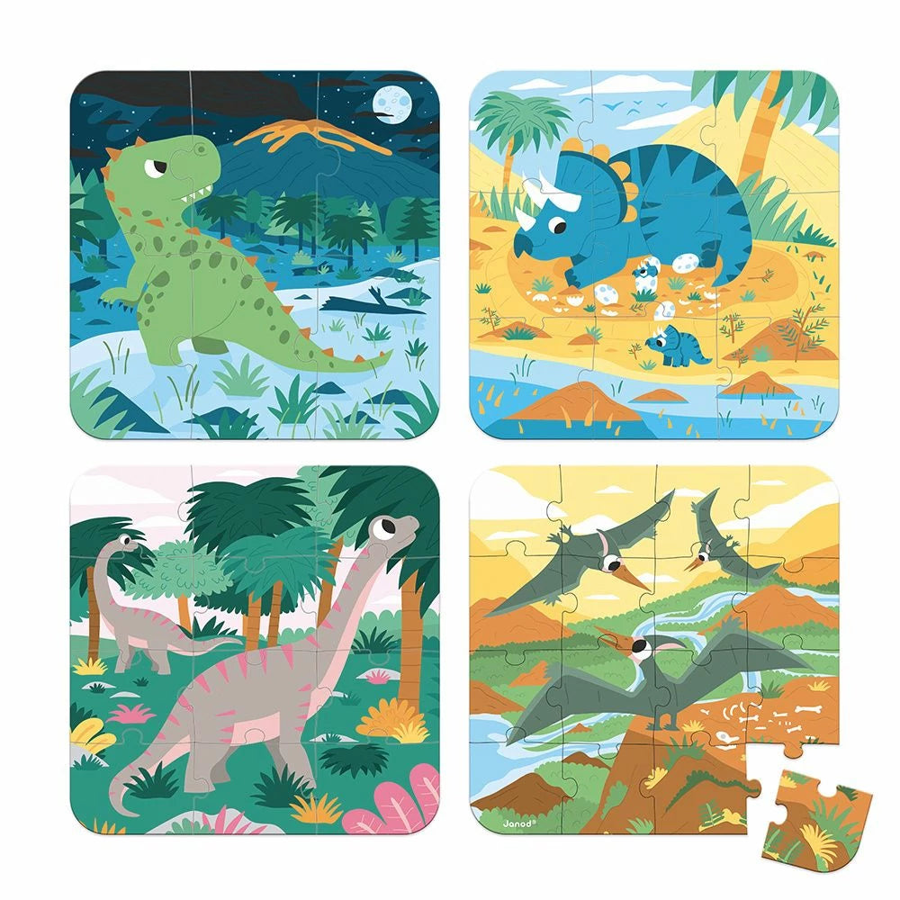 4 In 1 Progressive Puzzles - Dinosaurs