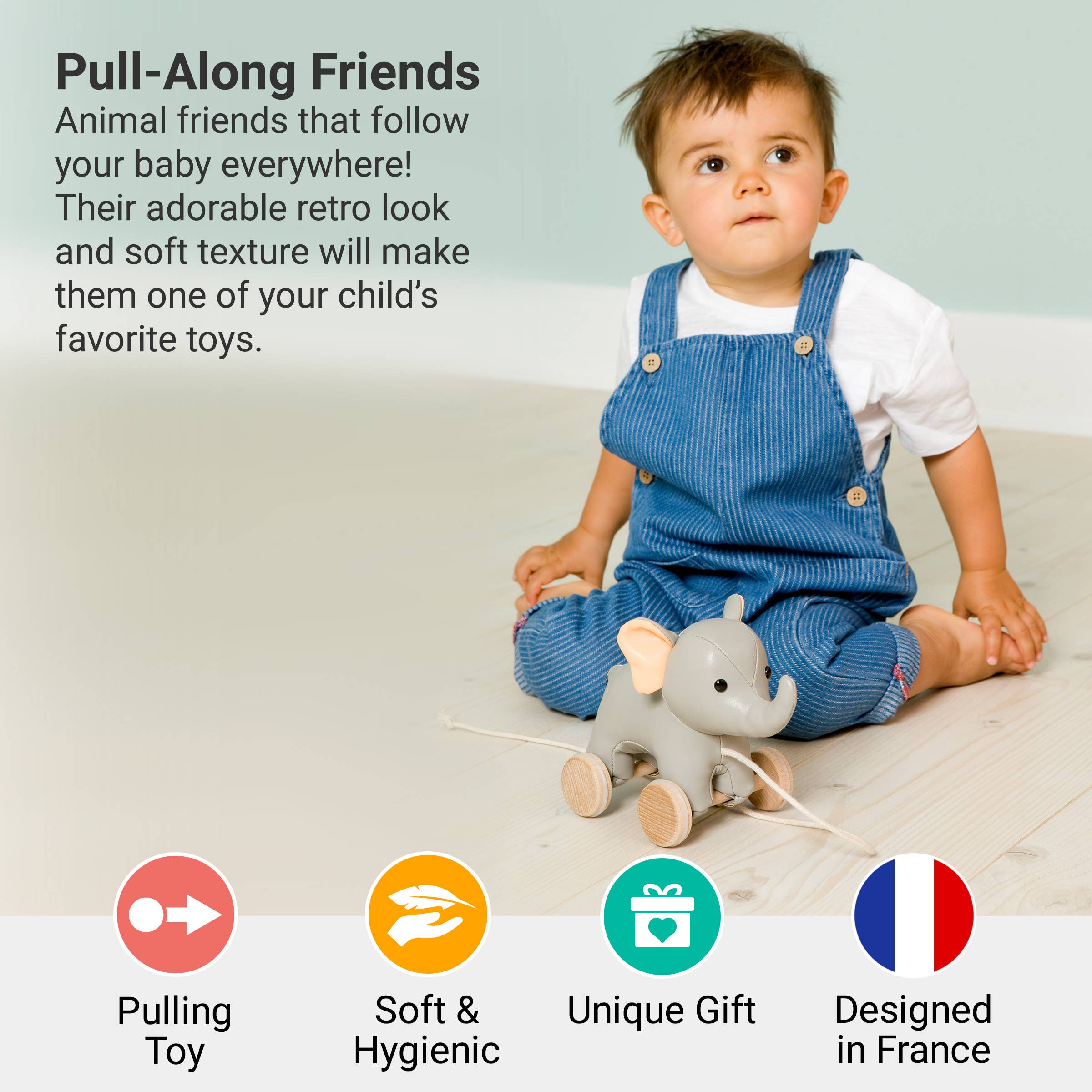 Pull Along Friends - Elephant - Wheeled Toy