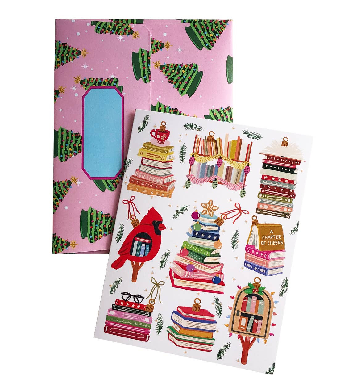 Book Lover Holiday Card – Literary Tree Ornaments