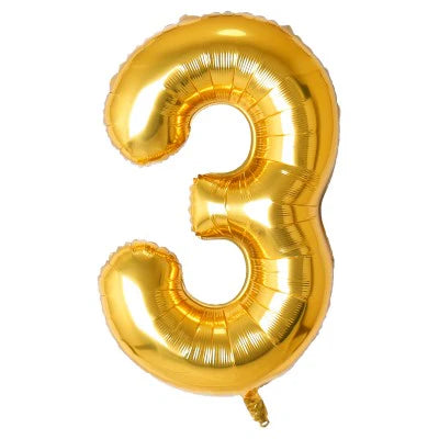 34" Foil Number Balloon - 0 to 9 - Gold