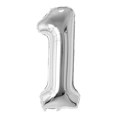 34" Foil Number Balloon - 0 to 9 - Silver