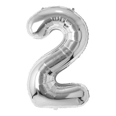 34" Foil Number Balloon - 0 to 9 - Silver