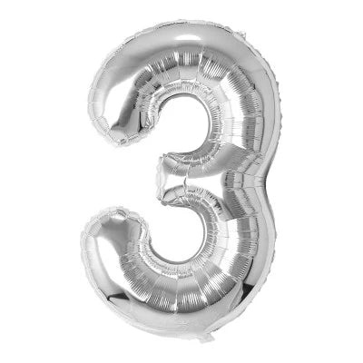 34" Foil Number Balloon - 0 to 9 - Silver