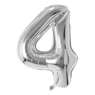 34" Foil Number Balloon - 0 to 9 - Silver