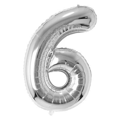 34" Foil Number Balloon - 0 to 9 - Silver
