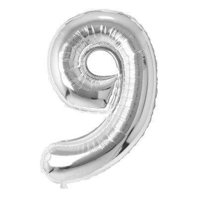 34" Foil Number Balloon - 0 to 9 - Silver